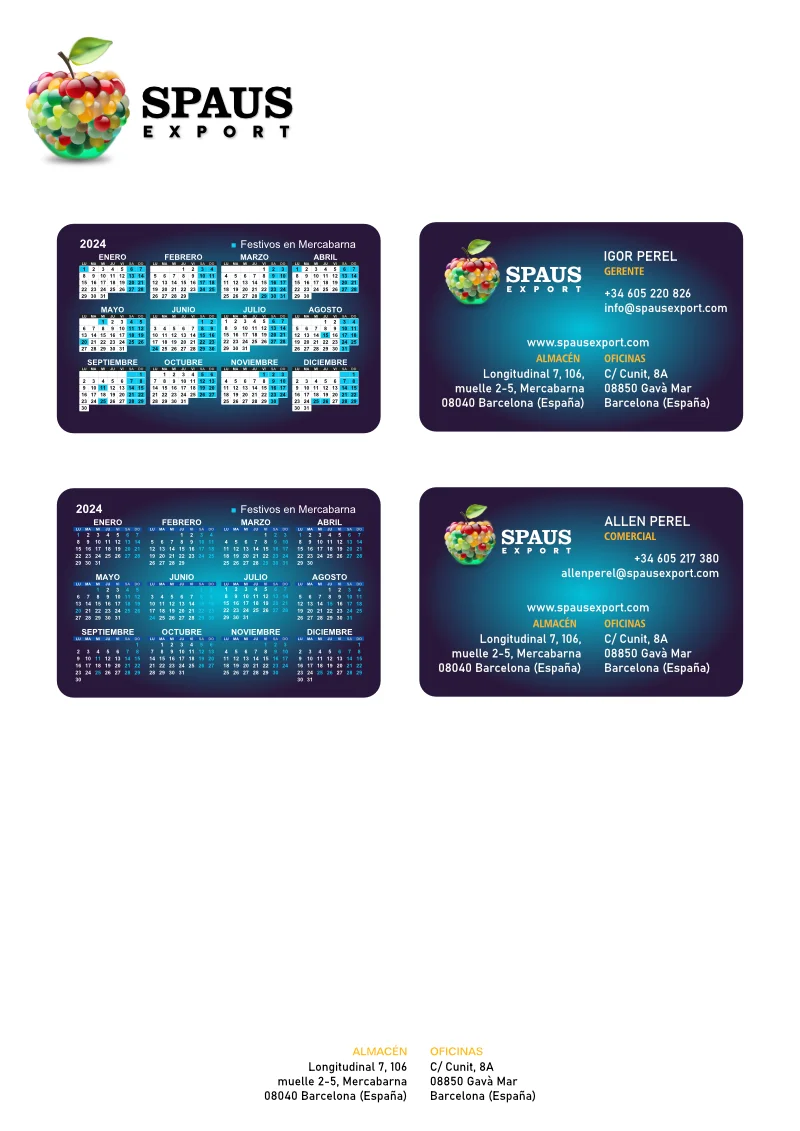 IDEA DE TARJETAS Y A4 SPAUS EXPORT 1